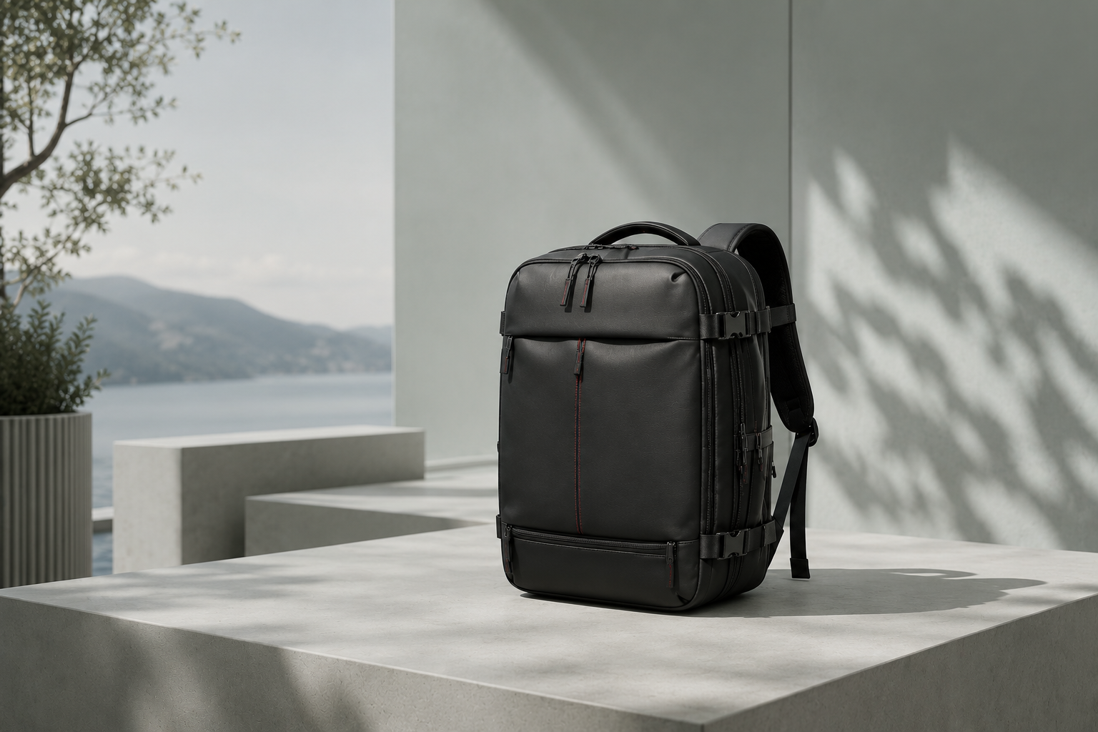 Sac à dos Movara noir en extérieur, collection Voyage & Quotidien Image