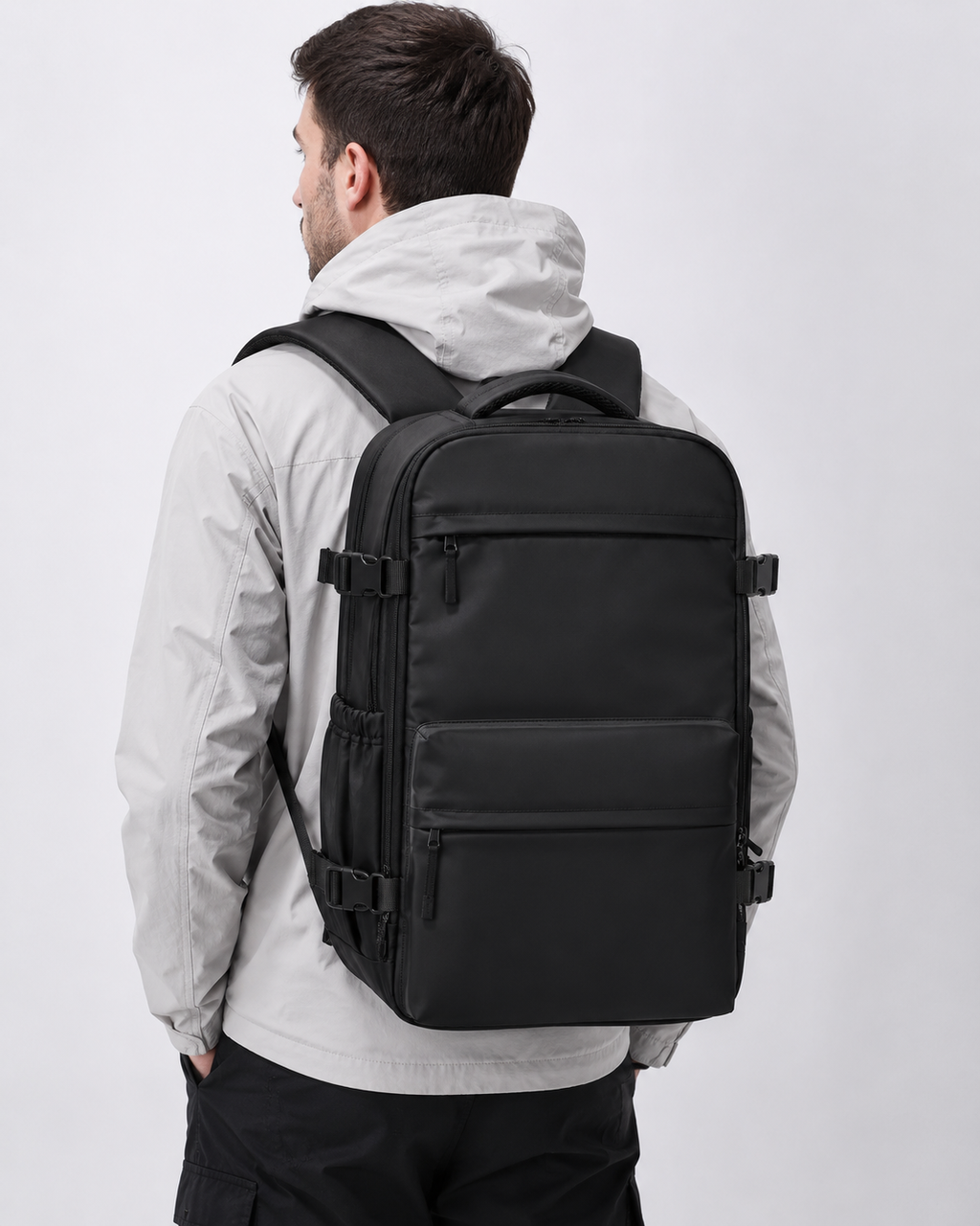 Sac à dos Movara Vacuum Pro noir porté, format cabine