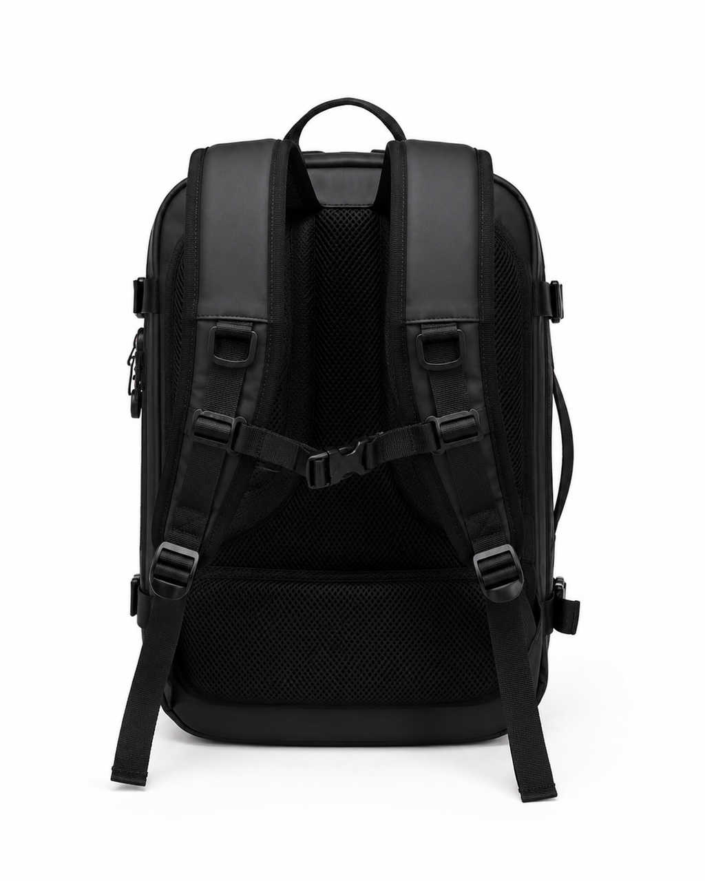Sac à dos Movara Compression Urbain noir, vue arrière et bretelles
