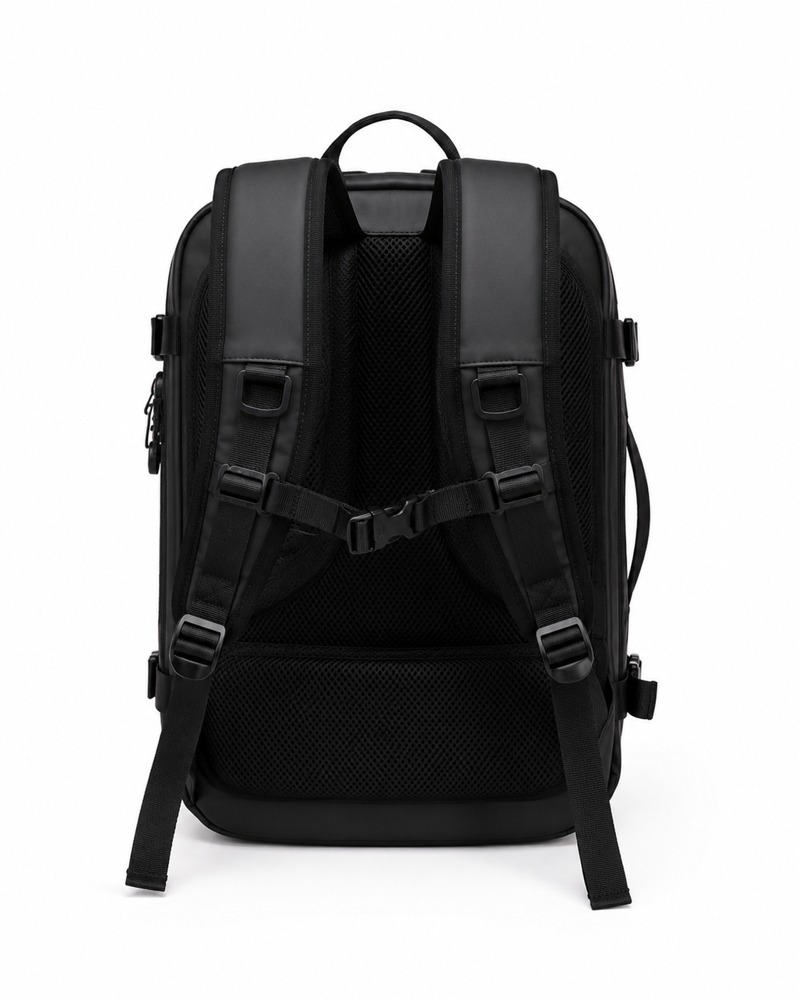 Sac à dos Movara Compression Urbain noir, vue arrière et bretelles