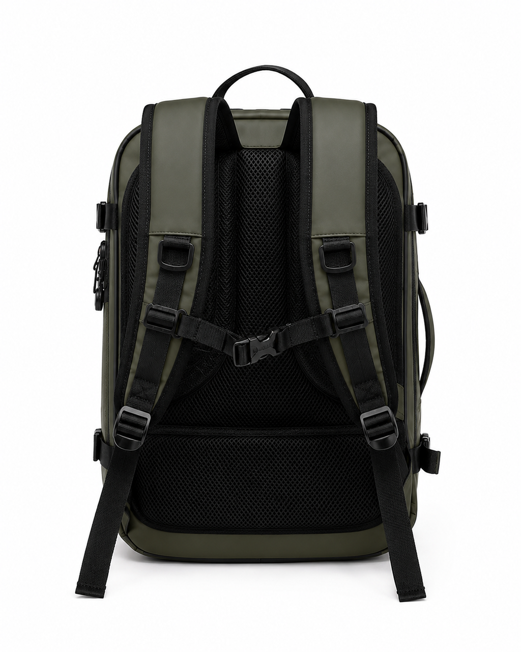 Sac à dos Movara Compression Urbain vert, vue arrière et bretelles