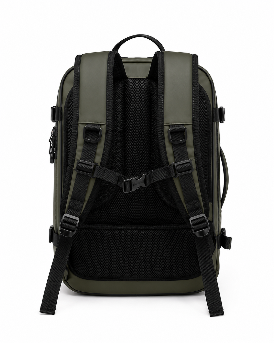 Sac à dos Movara Compression Urbain vert, vue arrière et bretelles