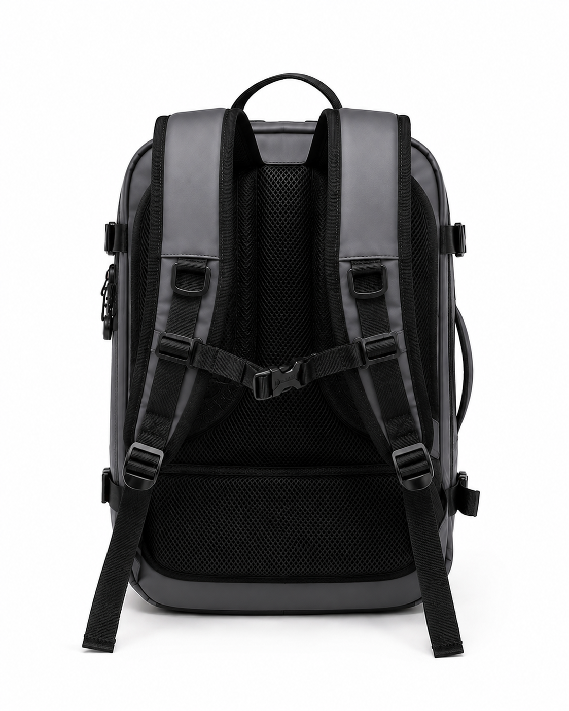Sac à dos Movara Compression Urbain gris, vue arrière et bretelles